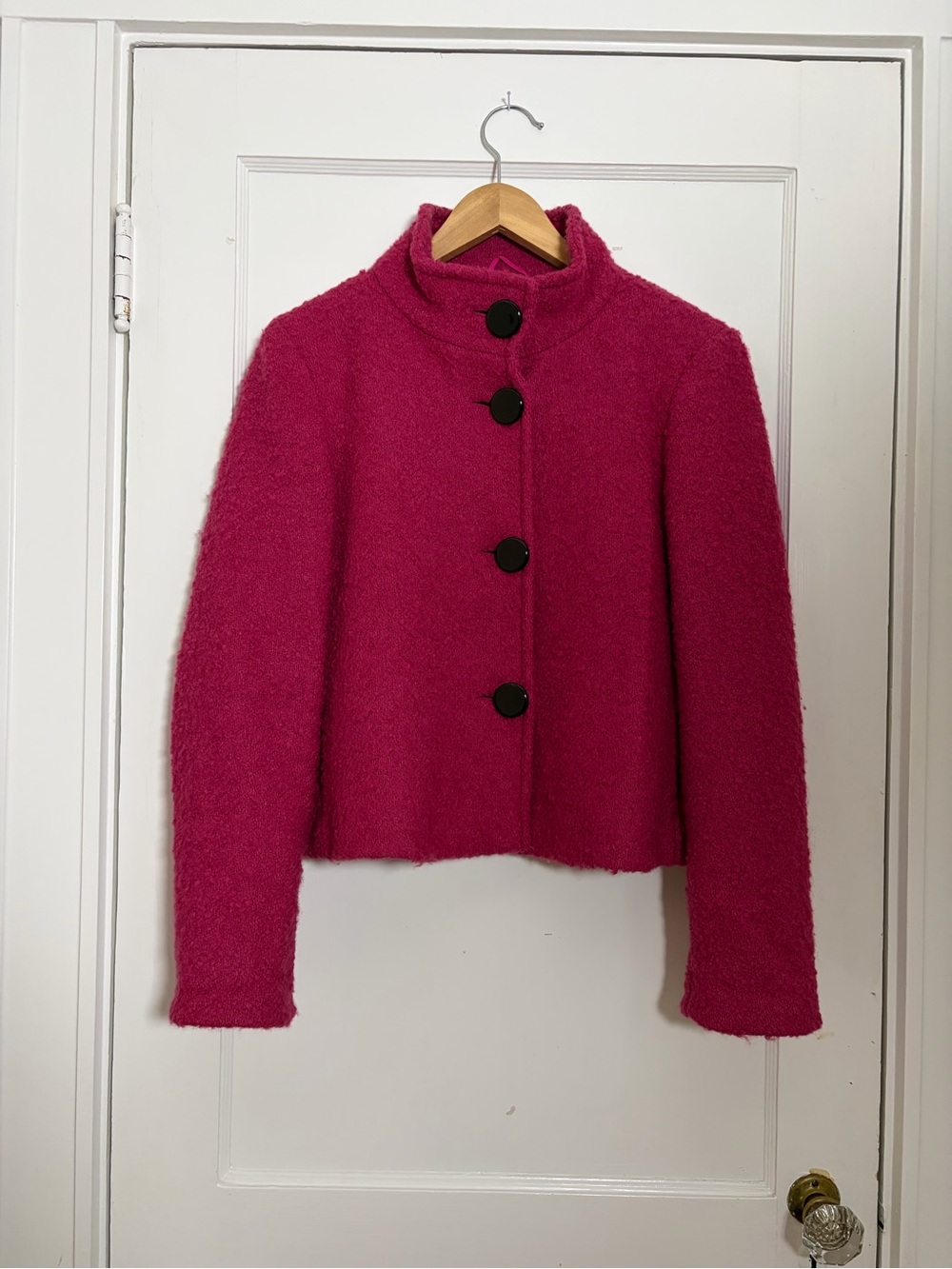 MARELLA Fuchsia Bouclé Short Button-Front Jacket